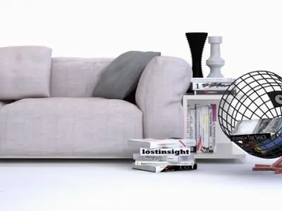 Modern long sofa 3D model
