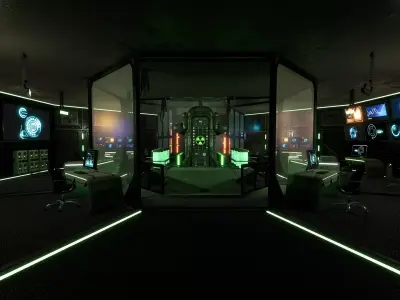 SciFi Control Room 3  Low-poly 3D model