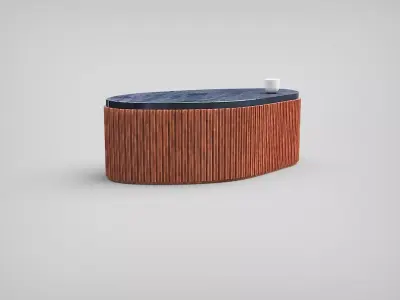 Table modern marble wood style decor 3D model
