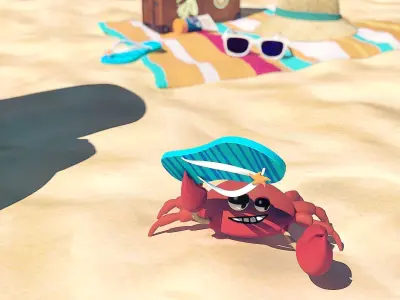 3D beach animal crossing character on Low-poly 3D model