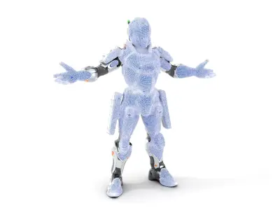 Futuristic Rigged and Animated Combat Robot Suit D Model Low-poly 3D model