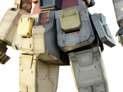 GUNDAM RX-78 Realistic Texture Rigged with decal MAYA Blender 3D model