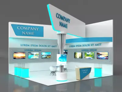 Booth Exhibition Stand Stall 7x7m Height 500 cm 2 Side Open 3D model