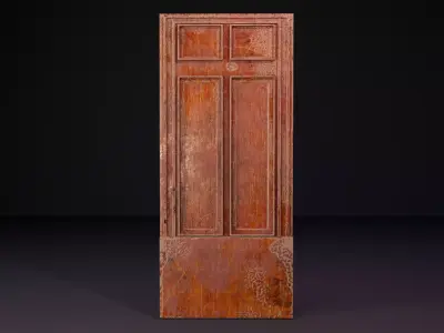 Vintage Distressed Wood Door Game Asset Low-poly 3D model