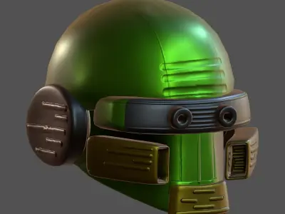 Gas mask helmet 3d model scifi Low-poly  Low-poly 3D model