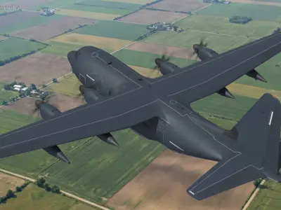  Heavy Transport Plane with Landing Gear Dark Rigged 
