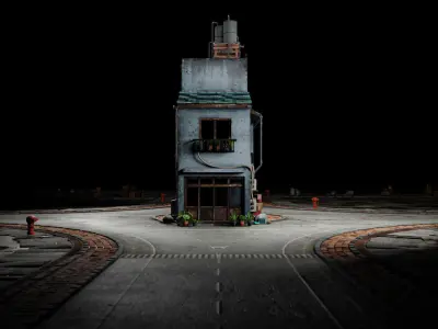 ASIAN URBAN BUILDING HONGKONG 03 Low-poly 3D model