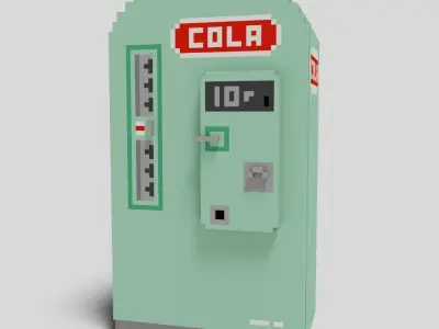 Voxel Vintage Retro 1950s Cola Vending Machine Low-poly 3D model