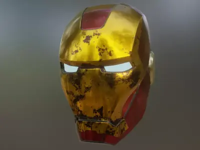 Iron Man Helmet Mark 3 - Battle Damaged - PBR Textures Low-poly 3D model