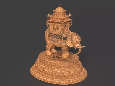 Golden Elephant Figurine  Low-poly 3D model