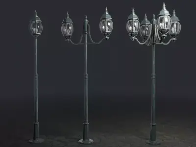 Set of Bounded Street Lamps 3D model