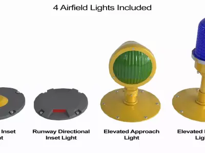 Airfield Lights Pack Modular Runway and Taxiway Lighting Low-poly 3D model