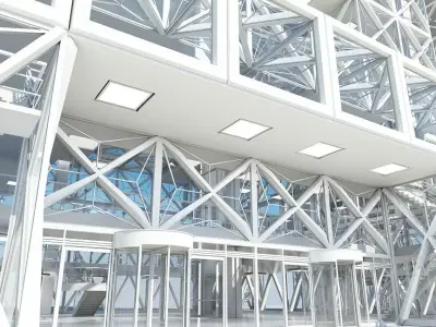 Office Building Tower Exterior And Interior 2 3D model