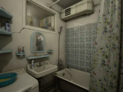 Post Soviet Bathroom  - UE5 Low-poly 3D model