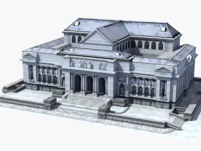 Classic Civic Building - NY Library Low-poly 3D model