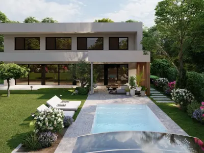 3D Exterior Scene 3D model design garden and landscape 3D 3D model