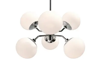 Estee Globe 6 lt Polished Nickel Mid Century Ceiling Light PBR 3D model