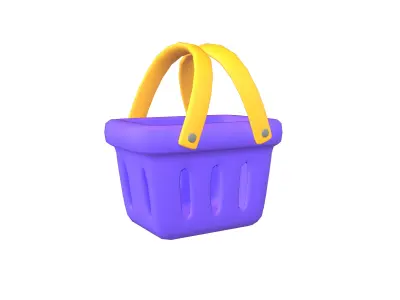 Shopping Basket Icon v1 005 Low-poly 3D model