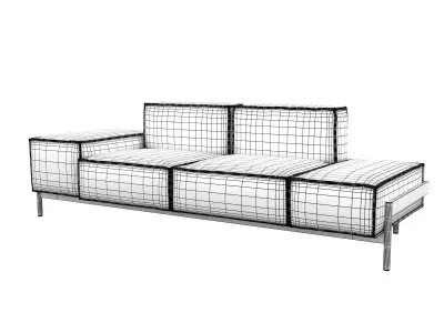 DS-21-123 leather sofa with chrome legs 3D model
