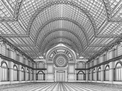 Large Empty Hall Of Railway Station 3D model