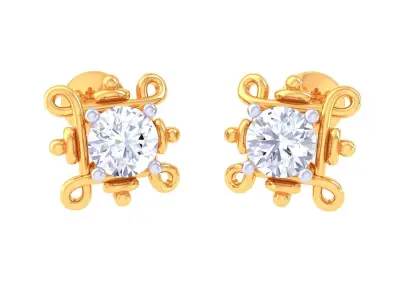 Solitaire Super Light Weight Earring Pendant Set 3D print model