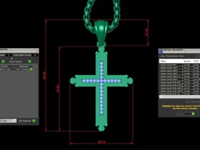 High Cross Pendant Light Gold 18K 3CP100 3D model