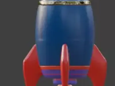 Stylized 3D Cartoon Fireworks Rocket Low-poly 3D model