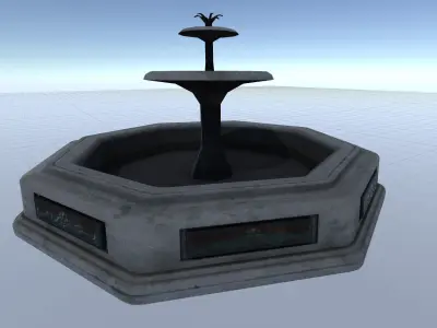 Fountains set fountain in middle of square Low-poly 3D model