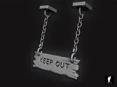Keep Out Wooden Sign 3D model