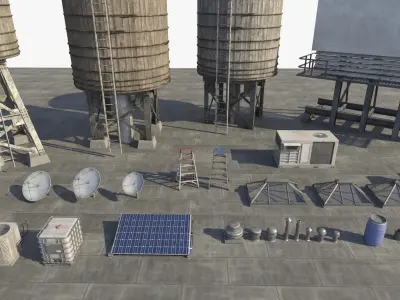 Roof Props Collection Low-poly 3D model