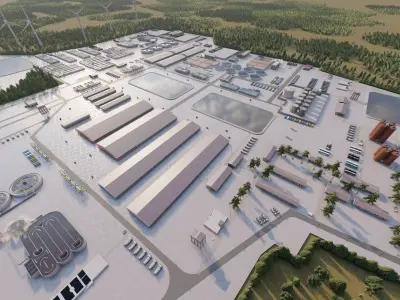 Water treatment plant-Water and Sewage Treatment Plants Factory 3D model