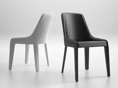 Lamina two leather dining chairs side 3D model
