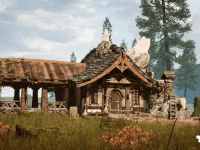 Crystals and Crafting Environment Low-poly 3D model