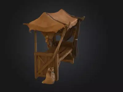 Medieval Market Stall Low-poly 3D model
