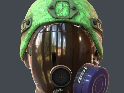 Gas mask helmet 3d model scifi Low-poly  Low-poly 3D model 244