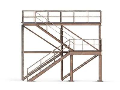 Industrial stair Low-poly 3D model