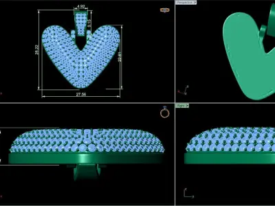 Bubble V Initial Pendant 3D print model
