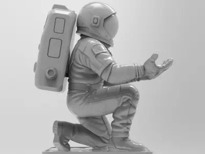 Kneeling Astronaut Pen Holder 3D print model