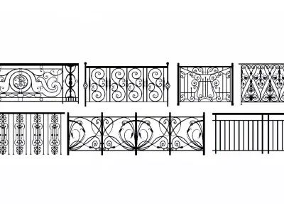 Wrought iron railings 3D model