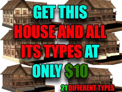 Complete Low Poly Medieval House Pack  Detailed Exterior Models Low-poly 3D model