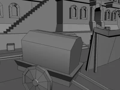 Medieval Marketplace Low-poly 3D model