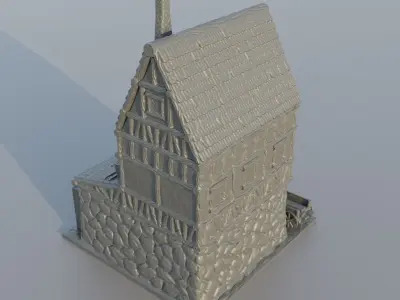 Medieval Carpenter House Tabletop Terrain 25 mm 3D print model