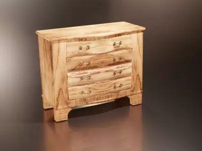 Lightly stained wooden dresser 3D model