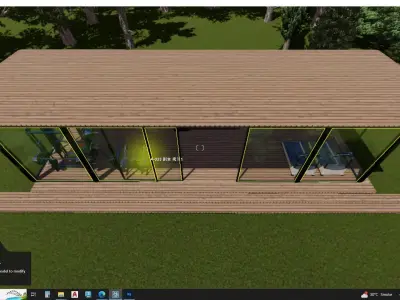 Outdoor gym area in glass conservatory 3D model