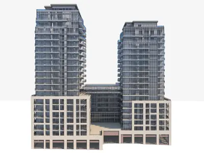 Residential Tower Complex 03 Low-poly 3D model