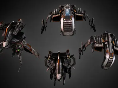 Low poly star fighter pack Low-poly 3D model