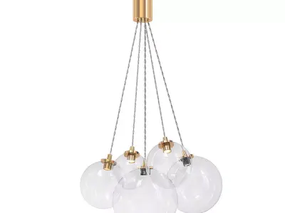JODIS five light chandelier with clear balls hanging from gol... 3D model