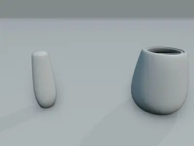 Street Furniture - Trash bin and Short Pole 3D model
