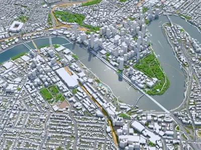 Brisbane Downtown Australia Low-poly 3D model