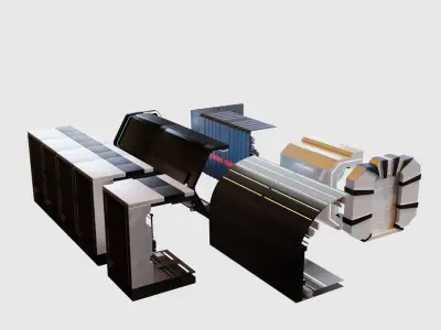 Sci Fi Corridor Set Of Five 3D model